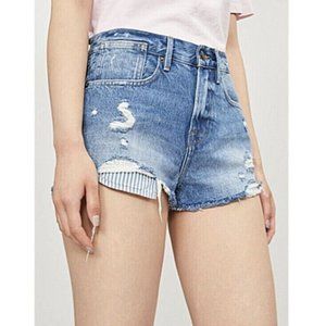 Frame Striped Peekaboo Pockets Le Stevie Jean Shorts In Galia Women's 28